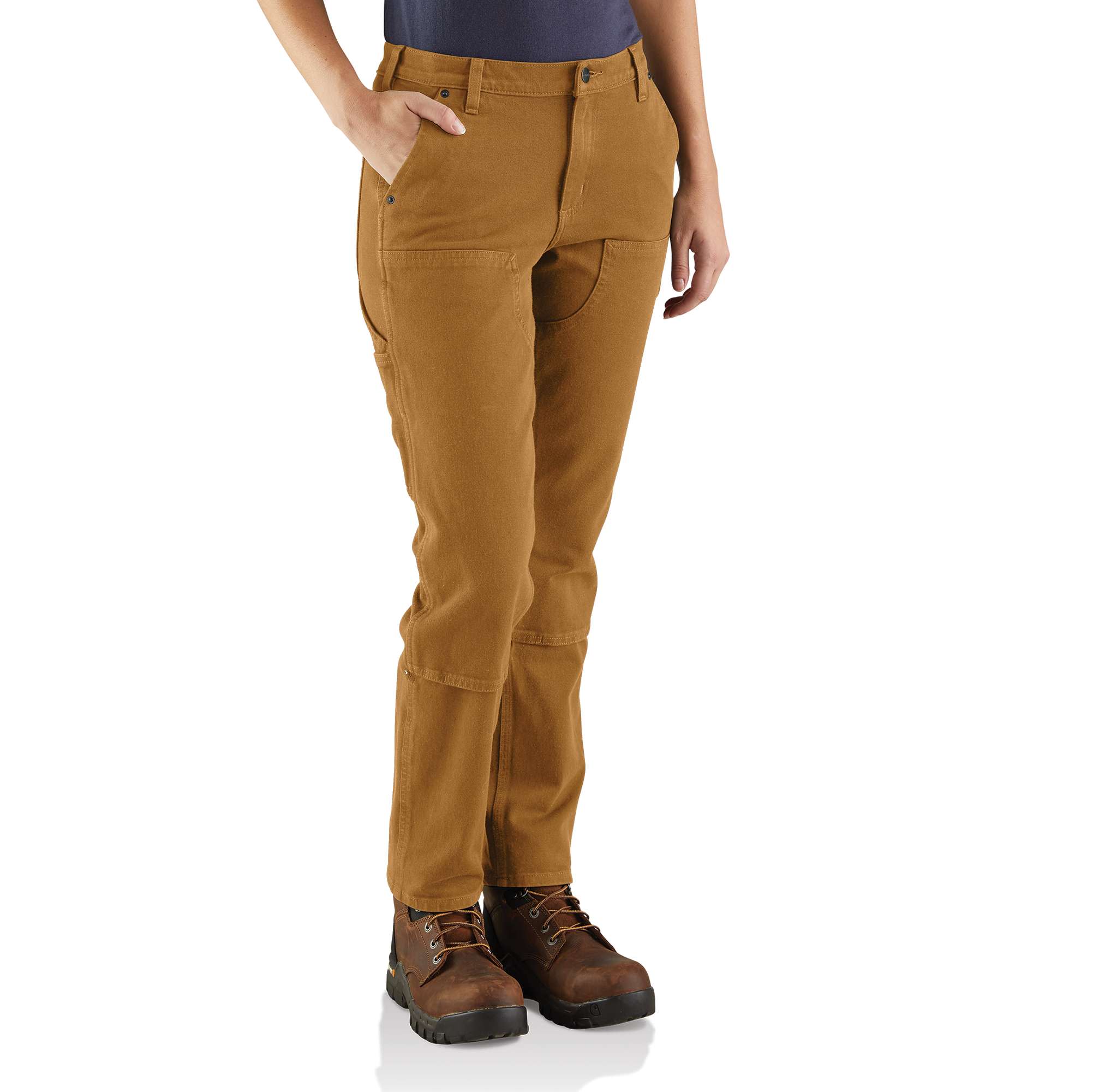 Carhartt Women's Straight Fit Twill Double Front Pant, Size: 10 Tall, Brown